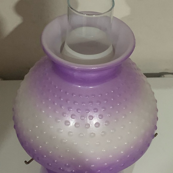 Jeanette Glass Purple Ombre Hobnail Hurricane Oil Lamp Vintage 1940s - Picture 2 of 4